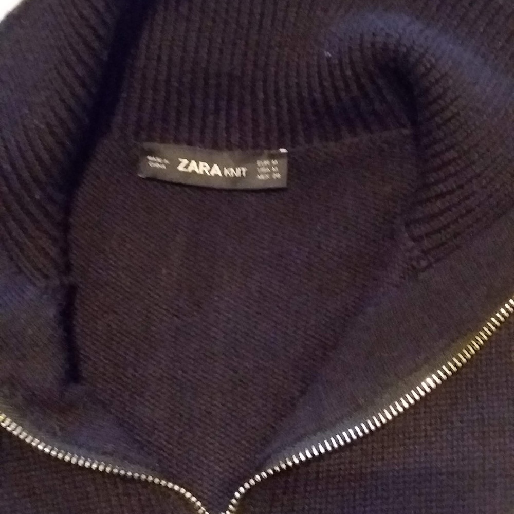 Zara navy half zip sweater/bell sleeves - Picture 3 of 5